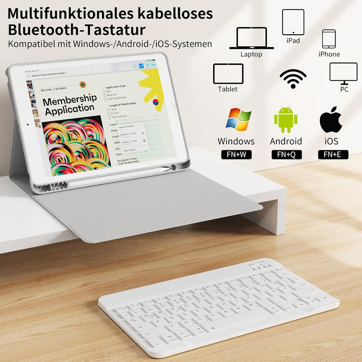 Tastatur Hülle für iPad 9. 8. 7. Generation 2021/2020/2019 10,2 Zoll mit Stifthalter, Magnetisch Blu
