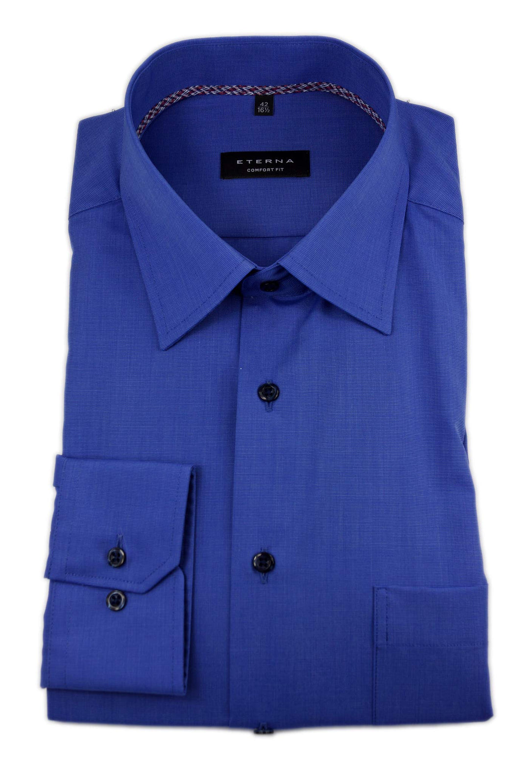 eterna Herren Langarm Business Hemd Comfort Fit Fil à Fil Basic-Kent-Kragen Unifarben 3072.E18E (Mit