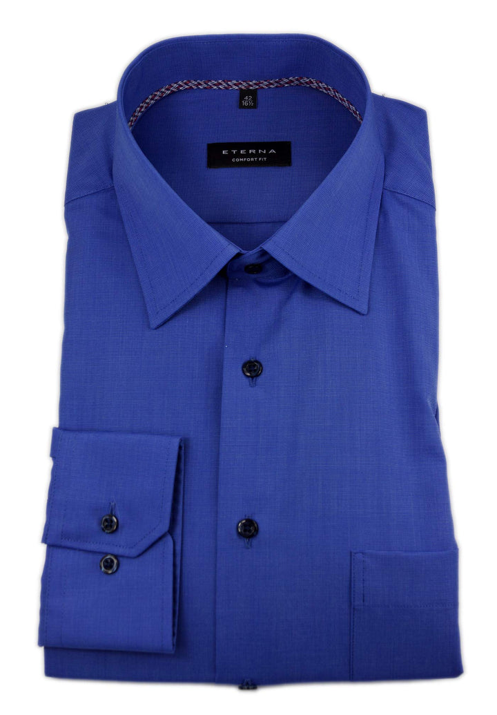 eterna Herren Langarm Business Hemd Comfort Fit Fil à Fil Basic-Kent-Kragen Unifarben 3072.E18E (Mit