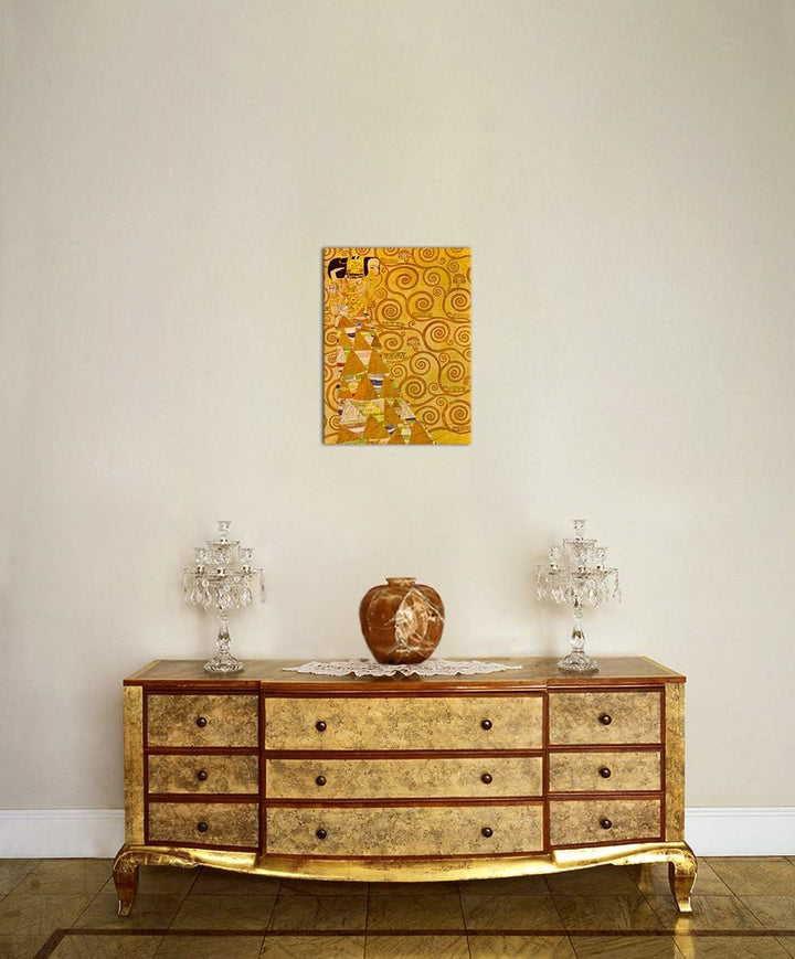 Bilderdepot24 Bild auf Leinwand | Gustav Klimt Die Erwartung in 50x70 cm als Wandbild | Wand-deko De