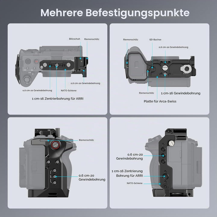 SMALLRIG Cage für Sony FX30 FX3 mit HDMI-Kabelklemme, Klassisch Hellschwarze Oberfläche, Inklusive K