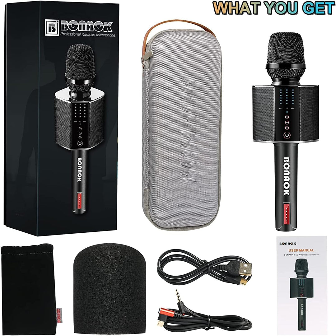 BONAOK Karaoke Mikrofon,Tragbares Kabelloses Bluetooth Karaoke Mikrofon System für Partys im Auto zu