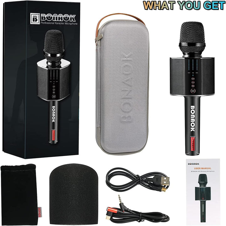 BONAOK Karaoke Mikrofon,Tragbares Kabelloses Bluetooth Karaoke Mikrofon System für Partys im Auto zu