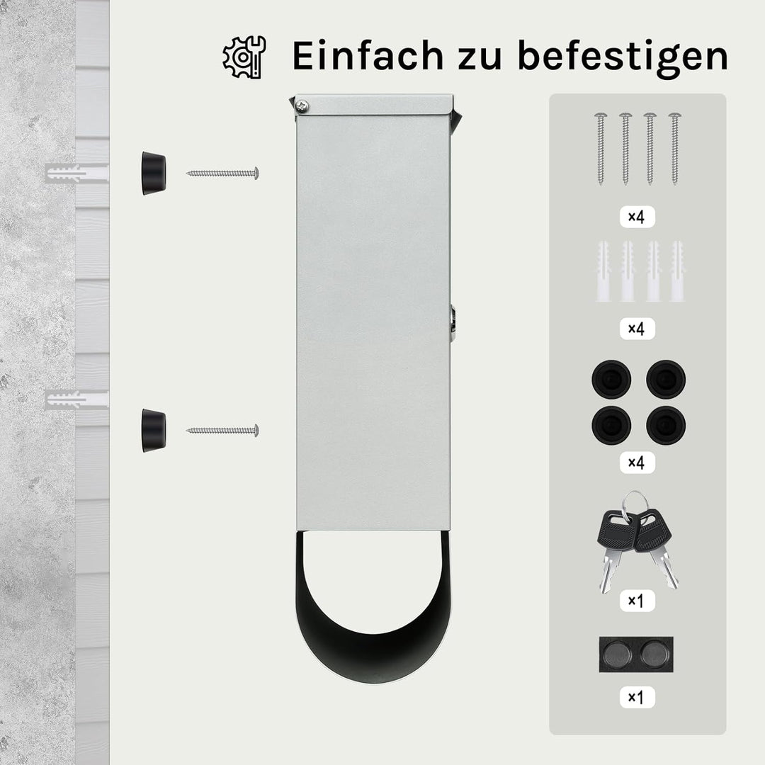 WOLTU Briefkasten Postkasten mit Zeitungsfach Sichtfenstern Namensschild, Wandbriefkasten abschliess