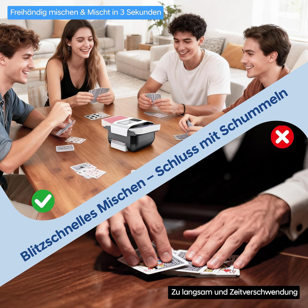 Automatischer Kartenmischer 1-2 Deck, Automatischer Mischmaschine Karten, Wiederaufladbarer Kartenmi