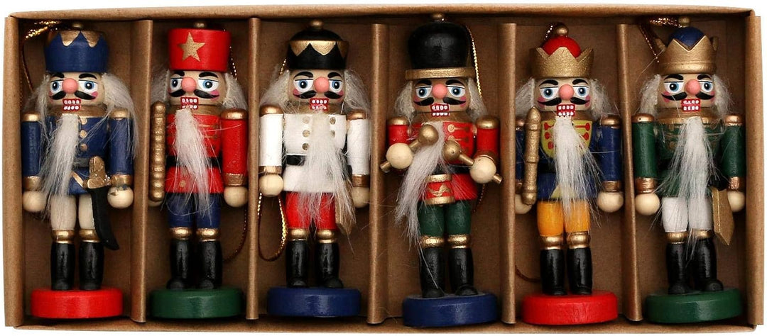 Dekohelden24 Baumbehang, Motiv: Nussknacker als 6er Set, ca. 8 cm 520242 Bunt