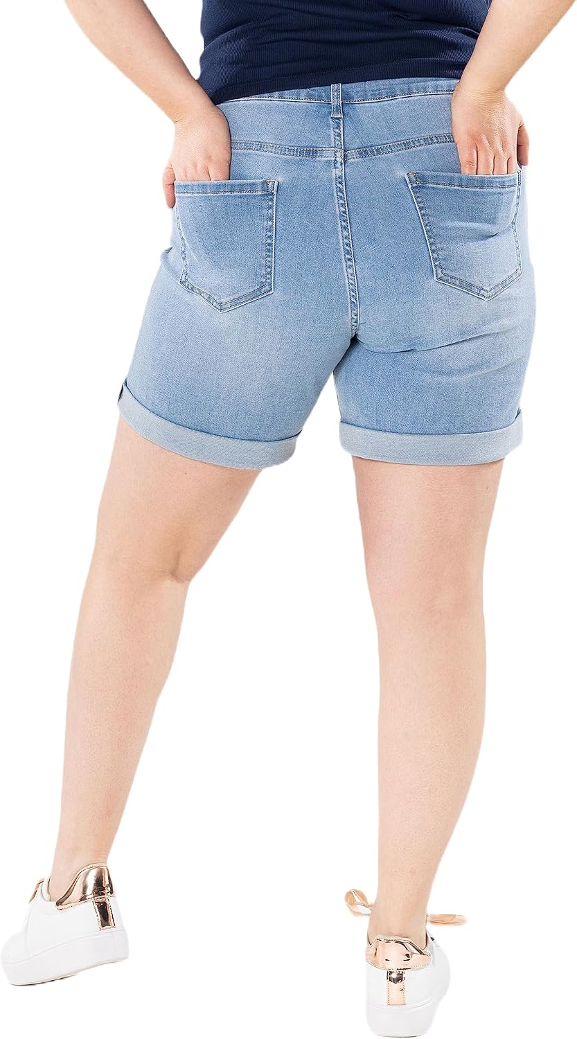Nina Carter Damen Kurze Jeanshosen Grosse Grössen HIGH Waist Jeans Sommer Hose Used-Look 40 Grosse G