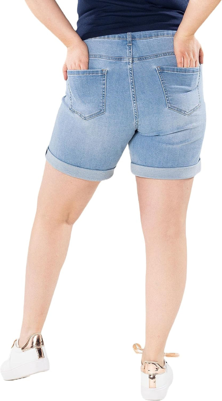 Nina Carter Damen Kurze Jeanshosen Grosse Grössen HIGH Waist Jeans Sommer Hose Used-Look 40 Grosse G