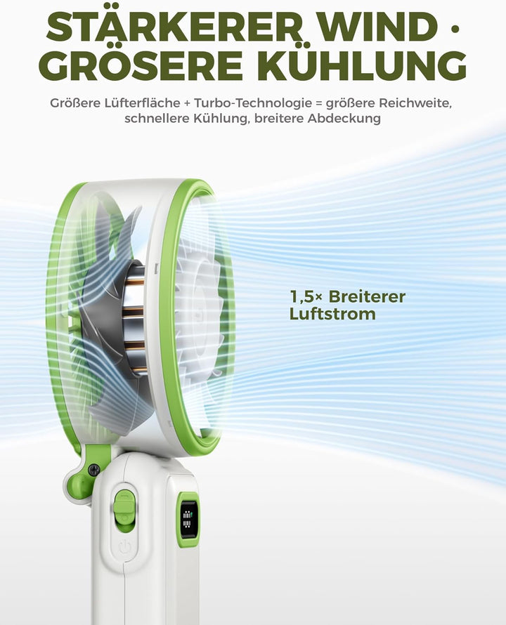 Diveblues Handventilator Tragbarer Turbo-Ventilator mit 100 Stufen und 7.4m/s Starkem Luftstrom, 180