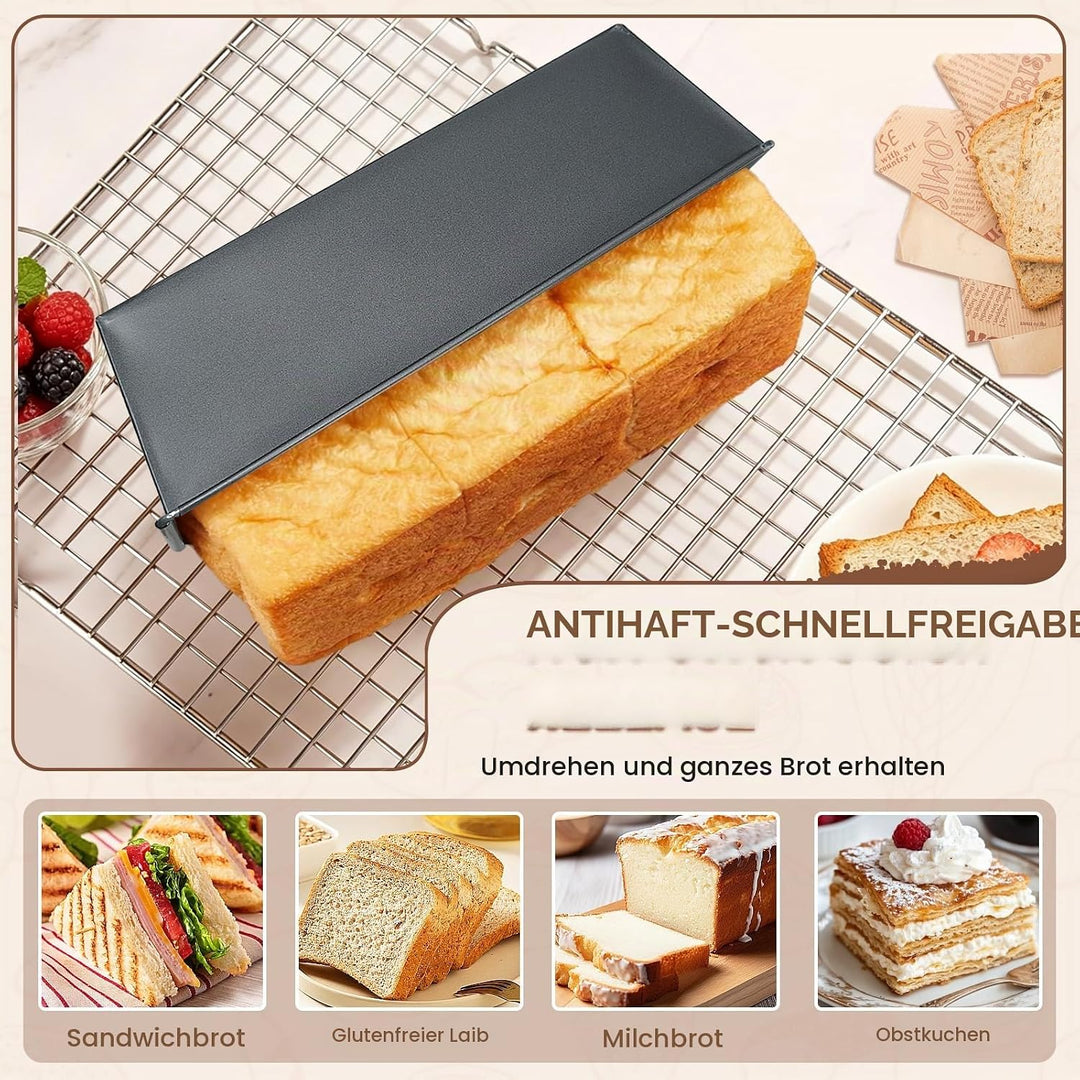 Brotbackform Set 2er-Pack, Rechteckige Kastenform 26x11.5x7.5CM, Antihaftbeschichtung Für Brot, Toas