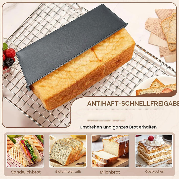 Brotbackform Set 2er-Pack, Rechteckige Kastenform 26x11.5x7.5CM, Antihaftbeschichtung Für Brot, Toas