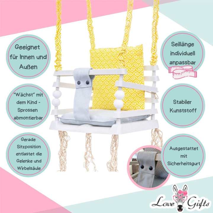 Love Gifts® Schaukelsitz Outdoor - Babyschaukel/Kinderschaukel - Schaukel für Garten, Zimmer oder Ki