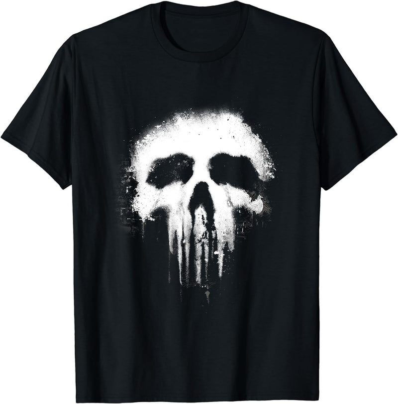 Womens Marvel The Punisher Scary Grungy Skull Logo Graphic T-Shirt Large Black