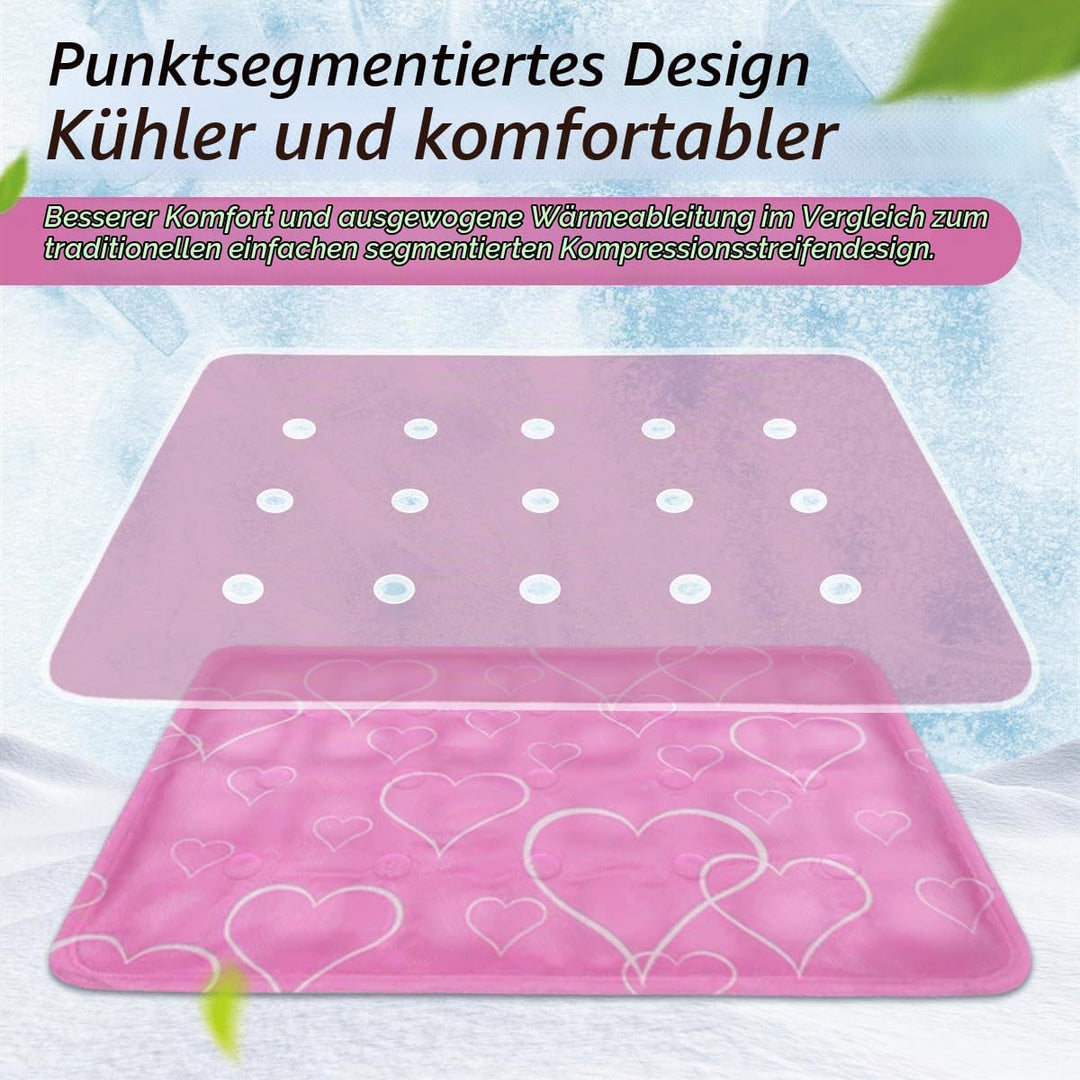 Kühlmatte Hund,60x50cm Kühlmatte Katze Rosa,Kühldecke Hund mit Selbstkühlend Ungiftiges Gel,Kühlmatt