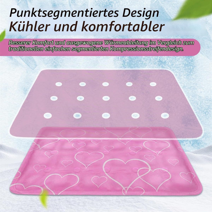 Kühlmatte Hund,60x50cm Kühlmatte Katze Rosa,Kühldecke Hund mit Selbstkühlend Ungiftiges Gel,Kühlmatt