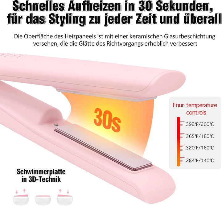 Glätteisen Kabellos, iTayga 2-in-1-Haarglätter, Tragbarkeit Reise Glätteisen Mit 5000mAh Akku, Wiede