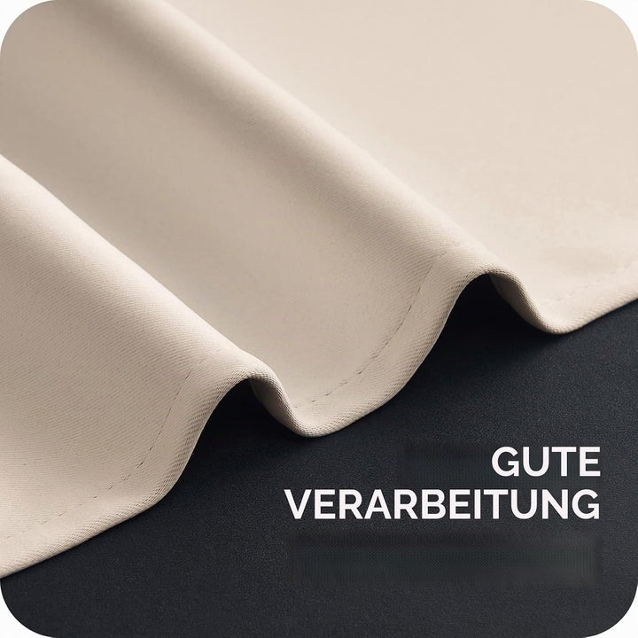MRTREES Vorhang Beige Blickdicht Gardinen mit Ösen 2er Set Dicker Stoff 100% Lichtdichte Vorhänge Th