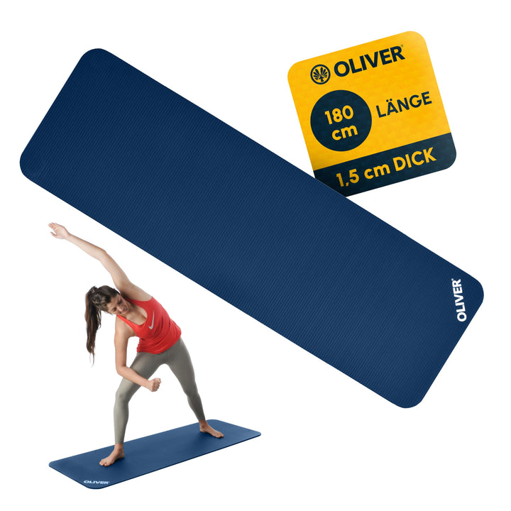Oliver Gymnastikmatte 180 x 60 x 1,5cm - In verschiedenen Modellen - Mit oder ohne Ösen - extra Dick