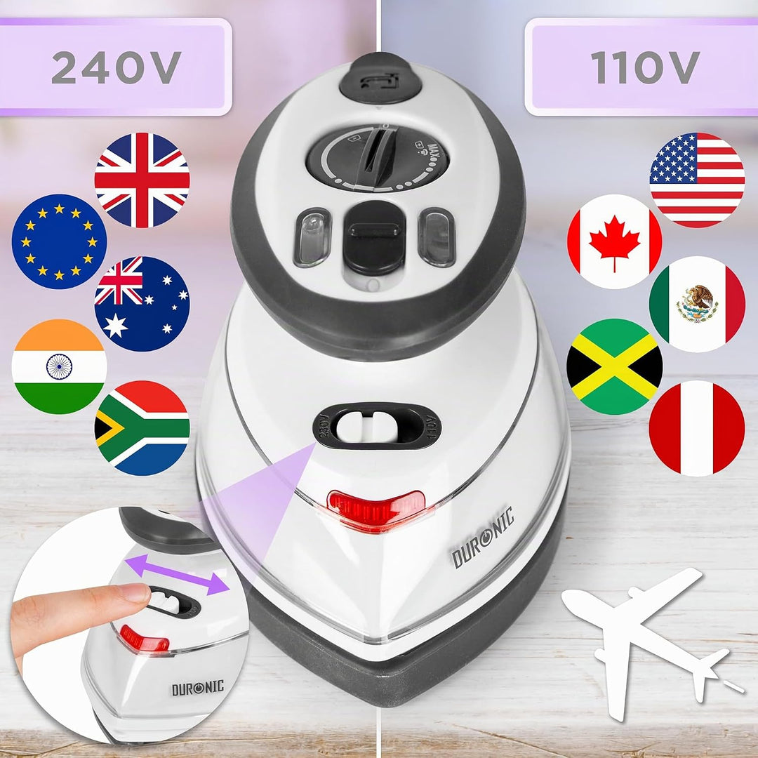 Duronic SI3 WE Mini Reisebügeleisen, 400W Mini Bügeleisen, Dampfbügeleisen 35ml Wassertank, kleines