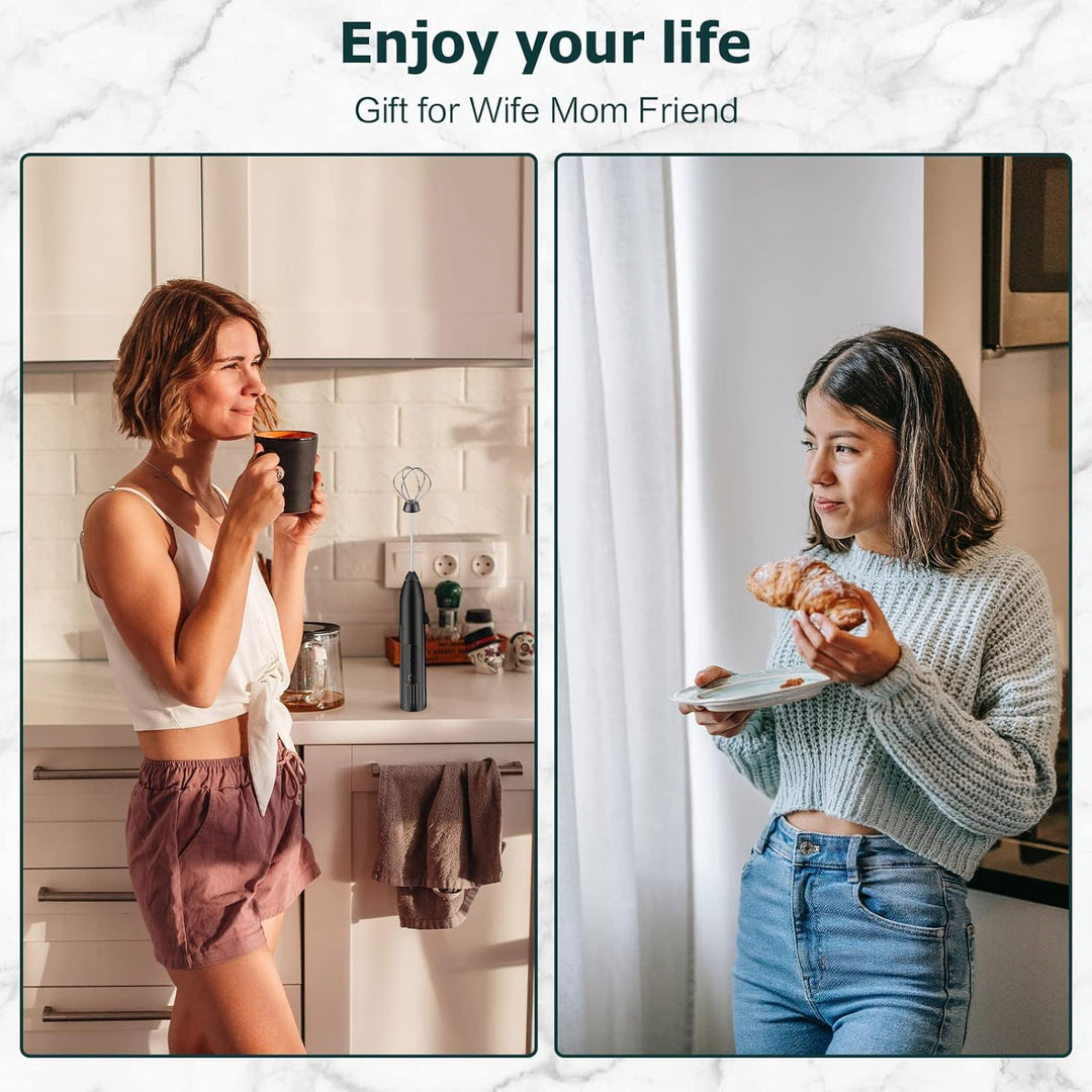 Milchaufschäumer Elektrisch Stab,USB Wiederaufladbar Milchschäumer, Melektrischer Schneebesen 3 Ein