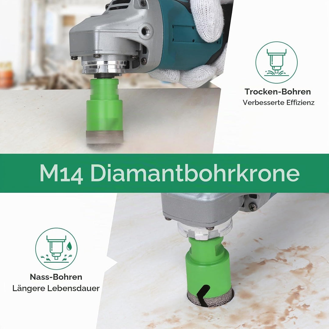 Snowtaros Diamant Fliesenbohrer Set, 6/6/8/20/35/50/68mm M14 Diamantbohrer mit 10mm Fingerbohrer/50m