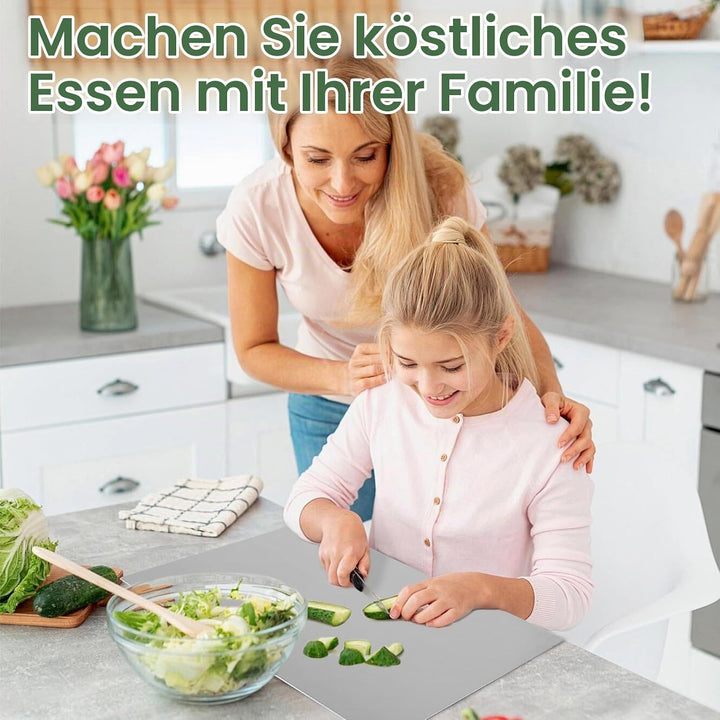 Schneidebrett Edelstahl mit Anschlagkante–Arbeitsplatte Küche als Nudelbrett, Auftauplatte &amp; Küchena
