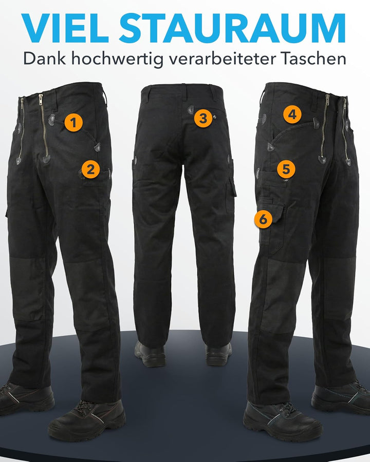 TMG Zunfthose Herren ohne Schlag – Dachdeckerhose aus 100% Baumwolle mit viel Stauraum, Zimmermannsh
