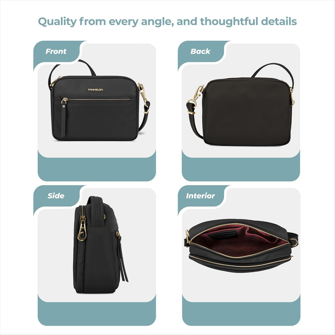 Travelon Unisex Addison Umhängetasche Einheitsgrösse Schwarz, Einheitsgrösse Schwarz