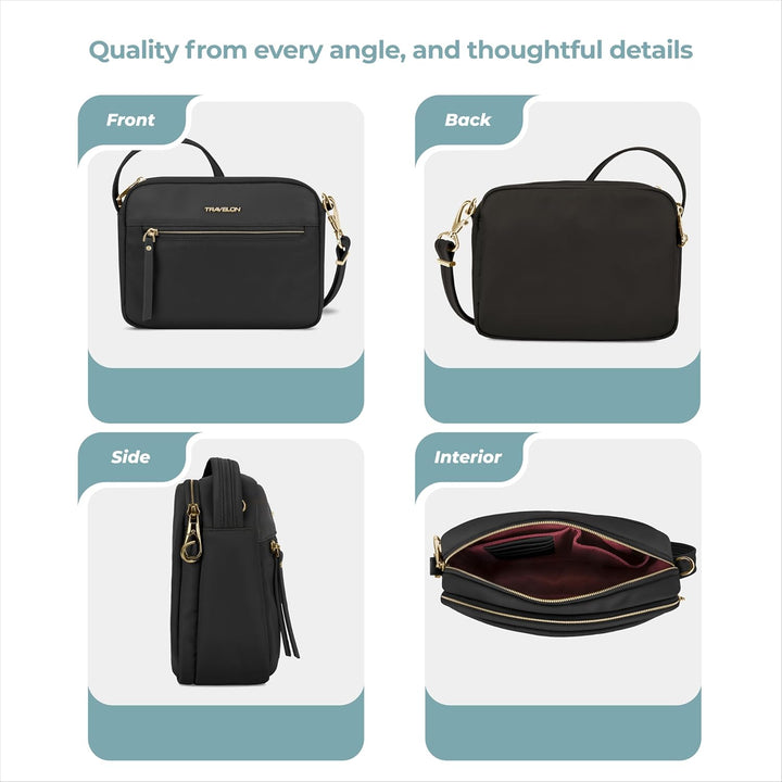 Travelon Unisex Addison Umhängetasche Einheitsgrösse Schwarz, Einheitsgrösse Schwarz