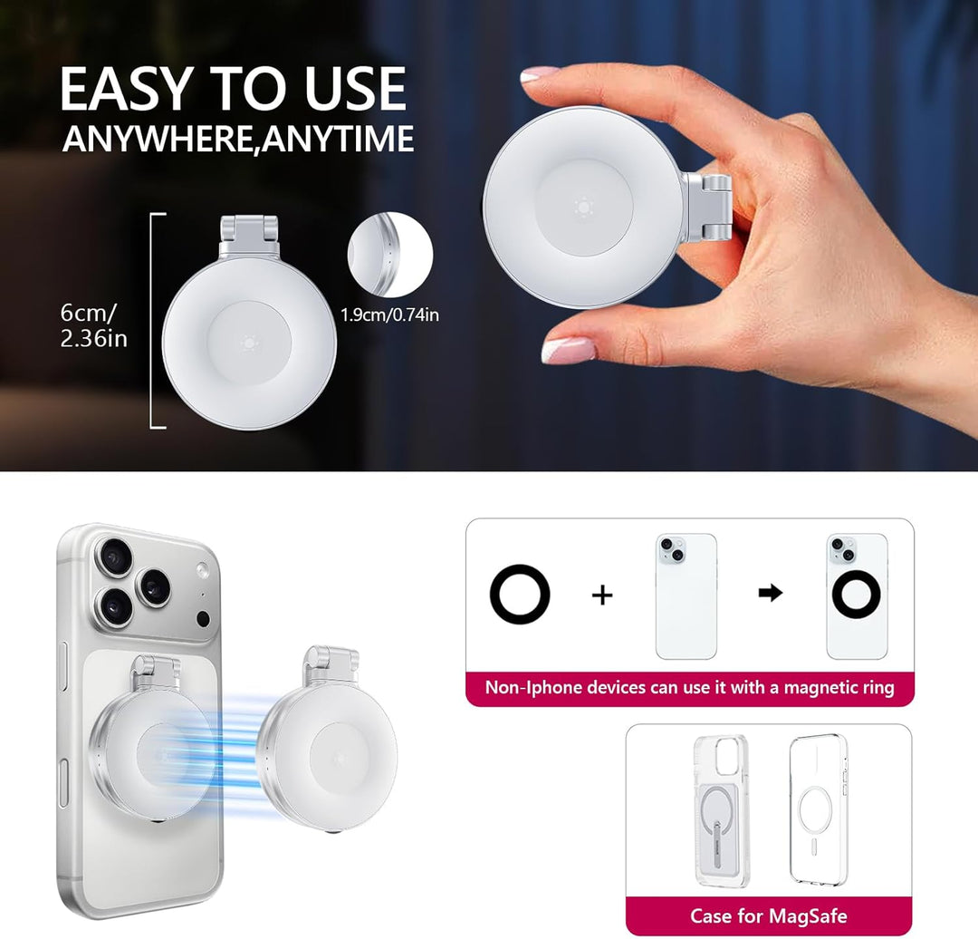Magnetische Selfie-Licht, Magnetische Selfie Licht Kompatibel mit Magsafe, 360°LED Handy-Licht mit S