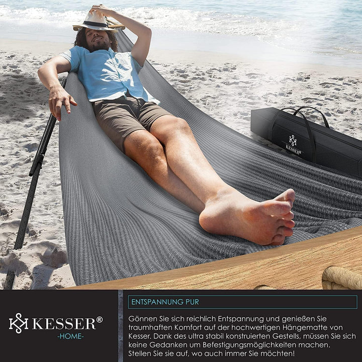 KESSER® Hängematte Vill mit Gestell Metall Faltbar verstellbar Stabiler Rahmen Indoor & Outdoor Mit