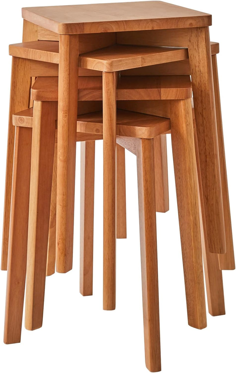 IBUYKE 4er Set Esszimmerhocker, Holzstapelstuhl mit Rutschfester Matte, Stapelhocker für Klassenzimm