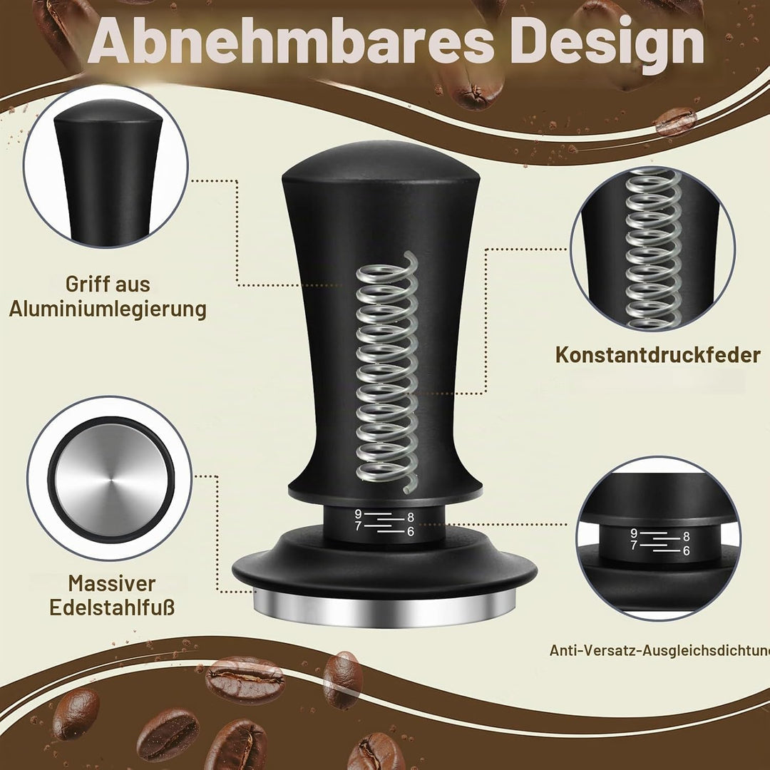 Kaffee Tamper Set 51mm,Espresso Tamper mit Skaleneinstellung, Kaffeerührer Werkzeug,Verteilerwerkzeu