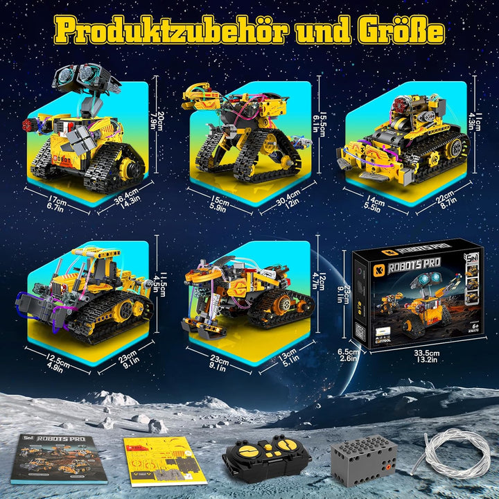 Technik Roboter Bauspielzeug, 5-in-1 Roboticset Programmierbarer mit App & Fernsteuerung, RC Roboter