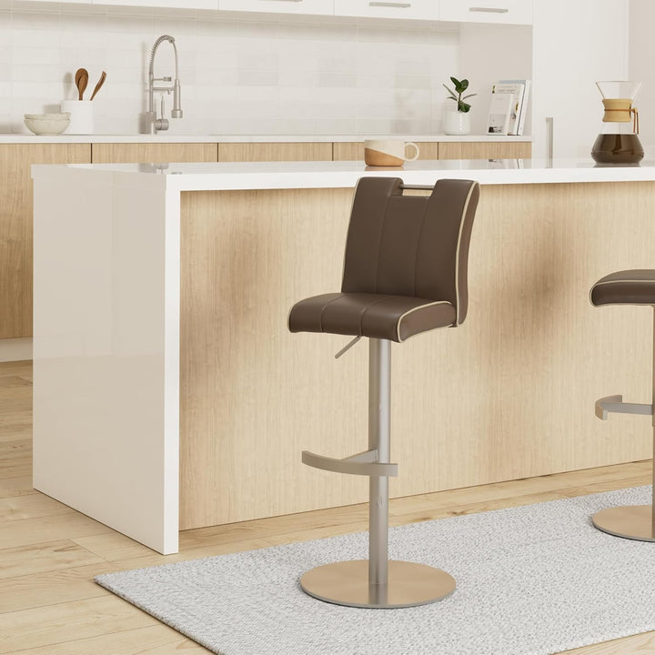 Robas Lund CA.STA Barstuhl/-hocker, Leder/Edelstahl, rund/360 Grad drehbar, ca. 42 x 87-112 x 51 cm,