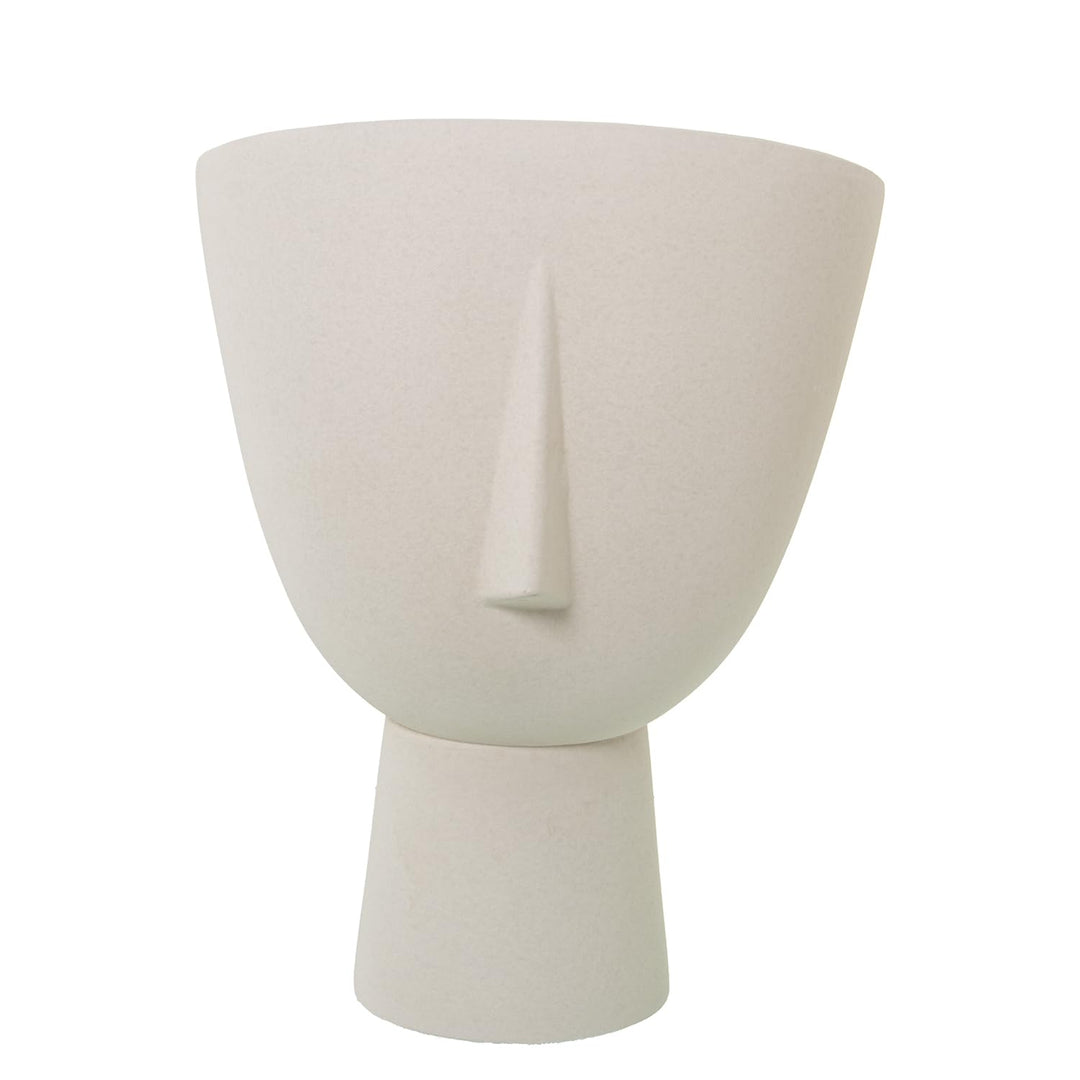 Vase mit Gesicht, Keramik, Beige, gesprenkelt, 29 x 38 cm, Sockel 13,5 cm