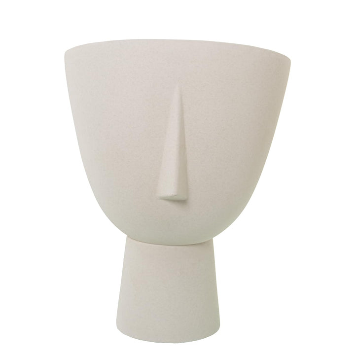 Vase mit Gesicht, Keramik, Beige, gesprenkelt, 29 x 38 cm, Sockel 13,5 cm