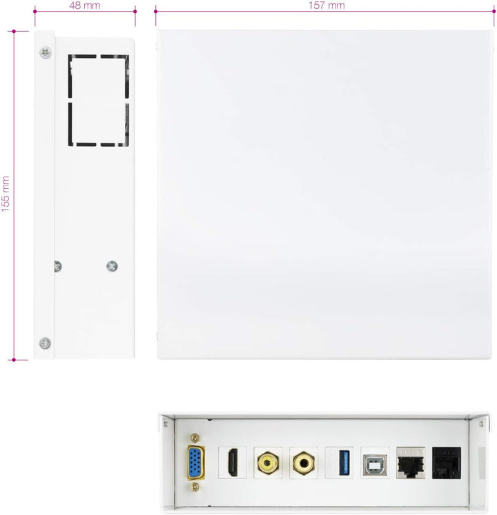 Nanocable 10.35.0003 - Multimedia Wandanschlussdose VGA+HDMI+JACK3.5+RCA+USB3.0+USB2.0+2xRJ45, weiss