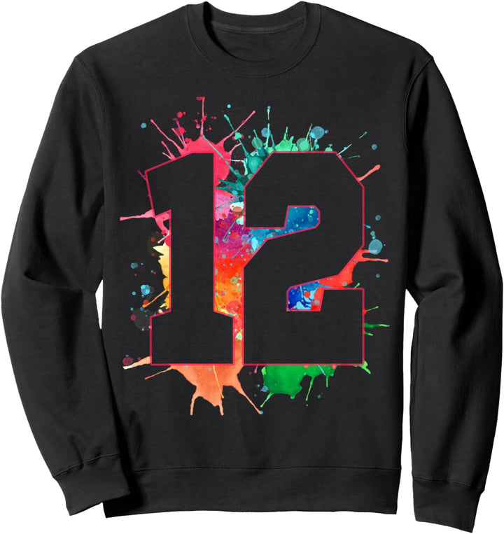 12. Geburtstag T-Shirt für Mädchen Jungen 12 Farbspritzer Tee Sweatshirt
