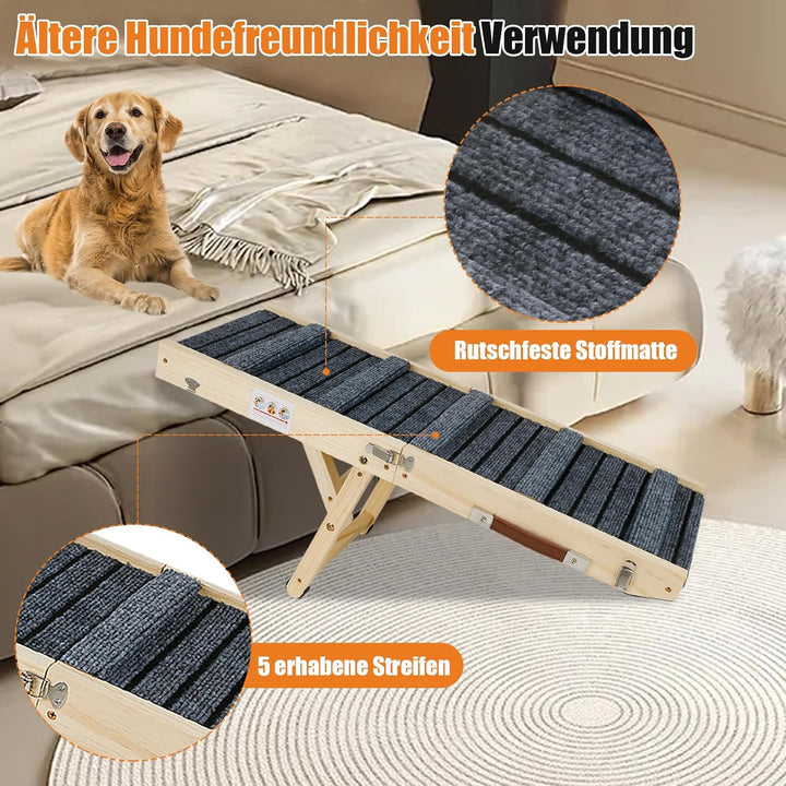 Hunderampe 80cm, Katzenrampe, Hundrampe Auto Klappbar, Höhenverstellbar Hundetreppe, Hunderampe Bett