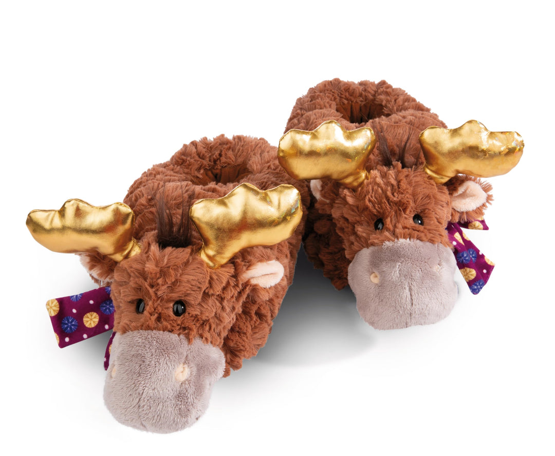 NICI 49336 Elch Thure Grösse 34-37 (M) braun-Nachhaltige warme Kuscheltier Hausschuhe für Jungen und