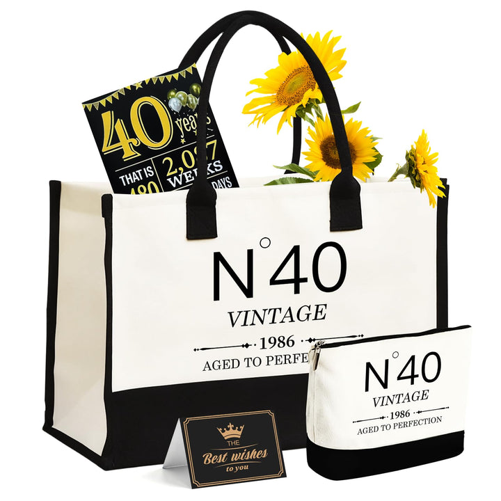 40.Geburtstagsgeschenke für Frauen Leinwand Tote Tasche Reiseausrüstung, 40 Jahre alte Geburtstagsge