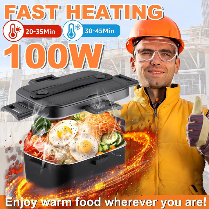 Elektrische Lunchbox 100W，1,8L,12V/24V/230V für Auto Lkw Büro | Einfach für 20-30 Minuten, 100W Schn