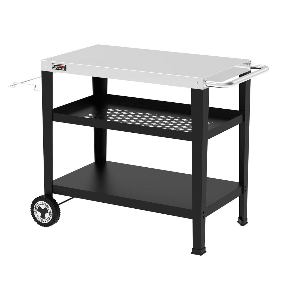 Royal Gourmet Servierwagen 3-Etagen mit Müllsackhalter Küchenwagen Edelstahl Beistelltisch Outdoor P