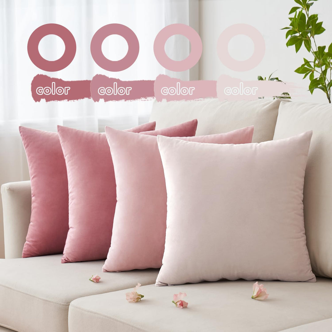 MIULEE Samt Kissenbezug Kissenhülle 4er Set Sofakissen Samtkissen Dekorative Dekokissen Couchkissen