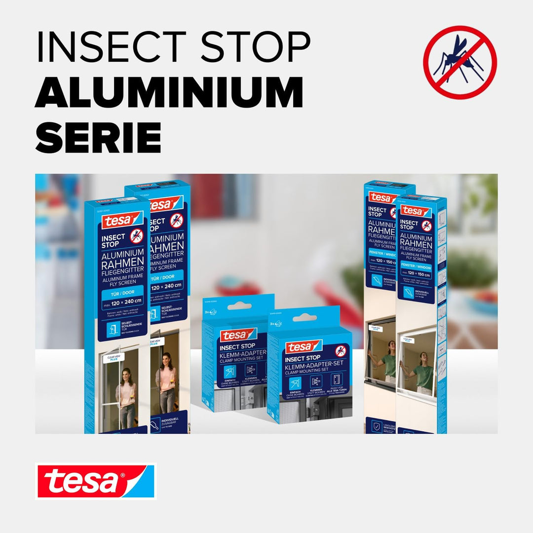 tesa INSECT STOP Aluminium-Rahmen Fliegengitter Tür 120 x 240 cm Anthrazit | Langlebiges Fliegengitt