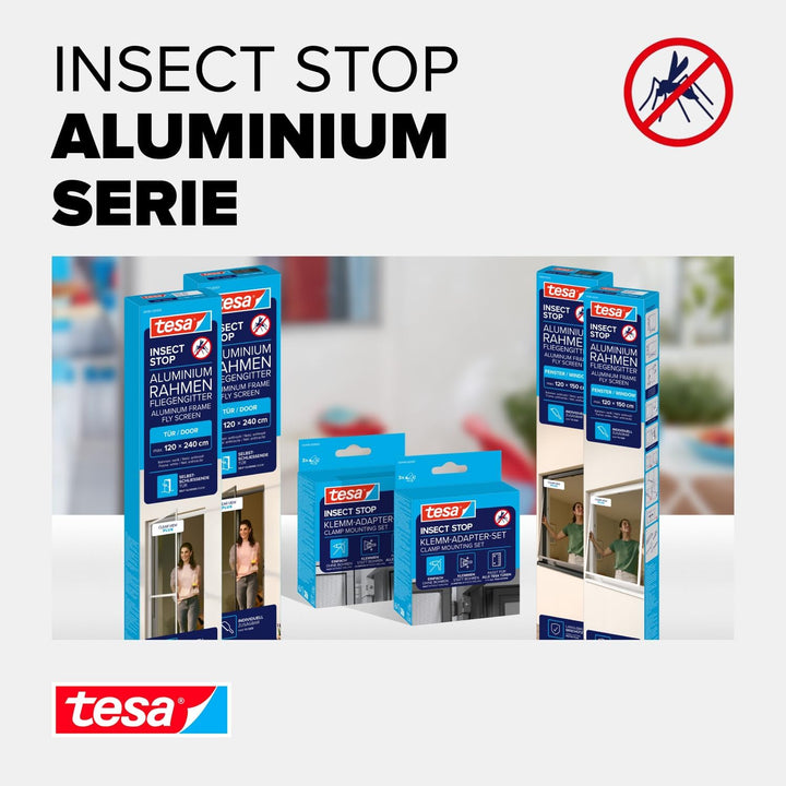 tesa INSECT STOP Aluminium-Rahmen Fliegengitter Tür 120 x 240 cm Anthrazit | Langlebiges Fliegengitt