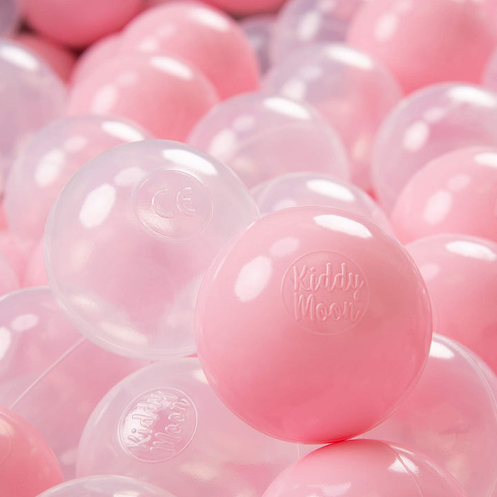 KiddyMoon 700 ∅ 7Cm Kinder Bälle Spielbälle Für Bällebad Baby Plastikbälle Made In EU, Rosa/Transpar