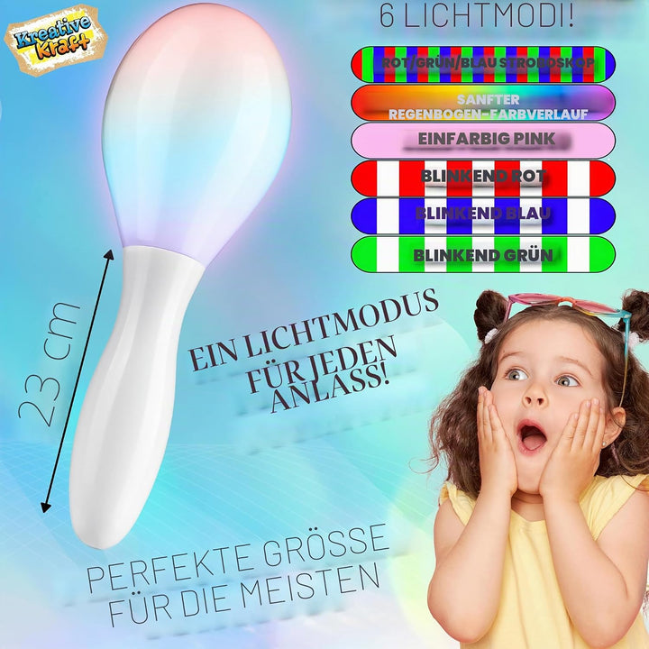 KreativeKraft leuchtende Maracas, LED Sensorik Spielzeug für Kinder oder Festival & Party Zubehör