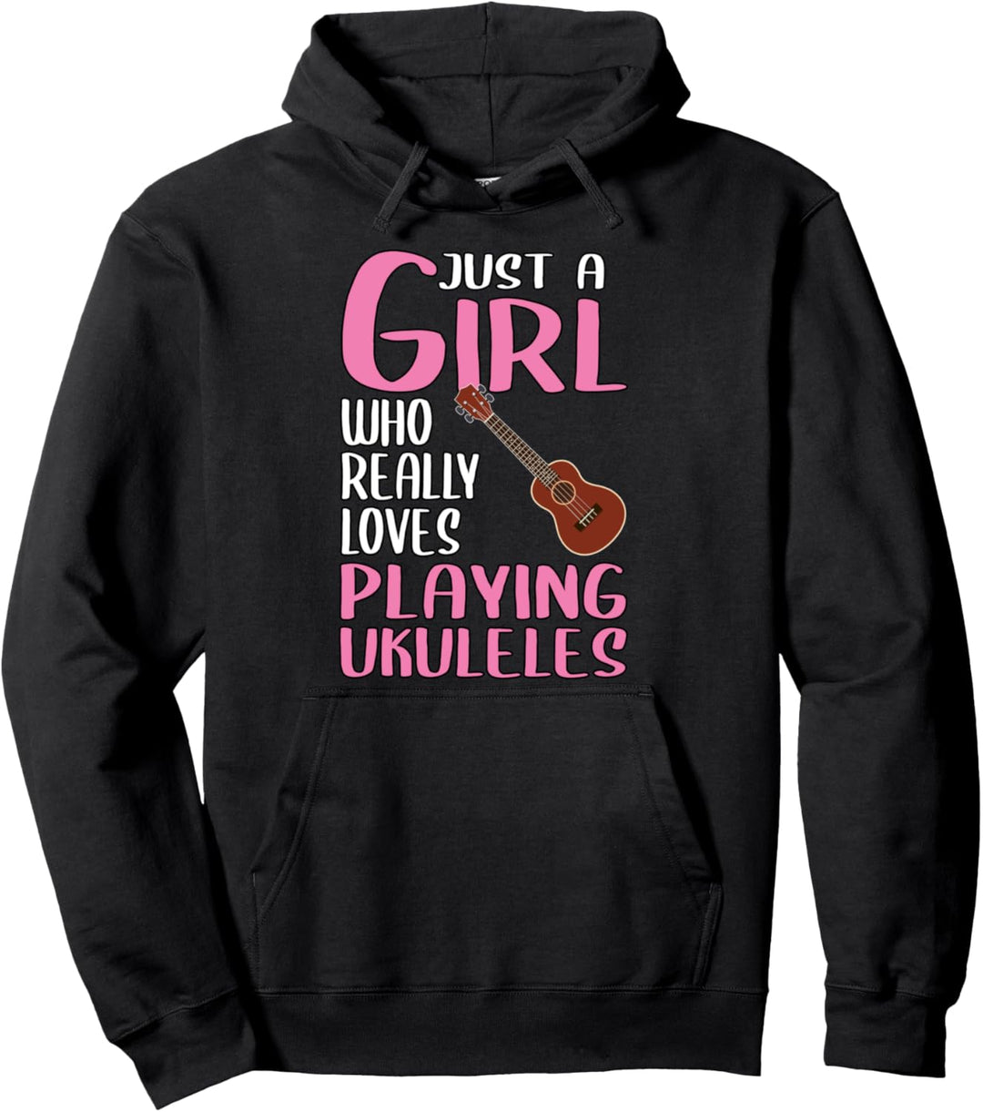 Damen Just A Girl Ukulele Geschenk Instrument Ukulele Pullover Hoodie
